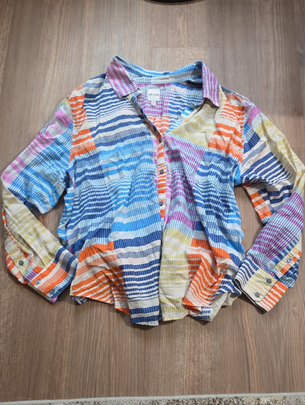 Nic + Zoe Striped Button-Up Shirt Top